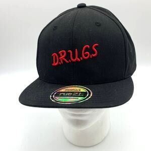 rue21 D.R.U.G.S Baseball Cap Adult One Size Fit All Snapback Black Hat